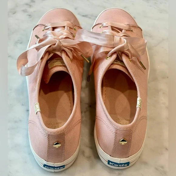 Kate Spade x Keds Triple Kick Pink Grosgrain Sneakers, ribbon laces, like new, 8 - Picture 11 of 16